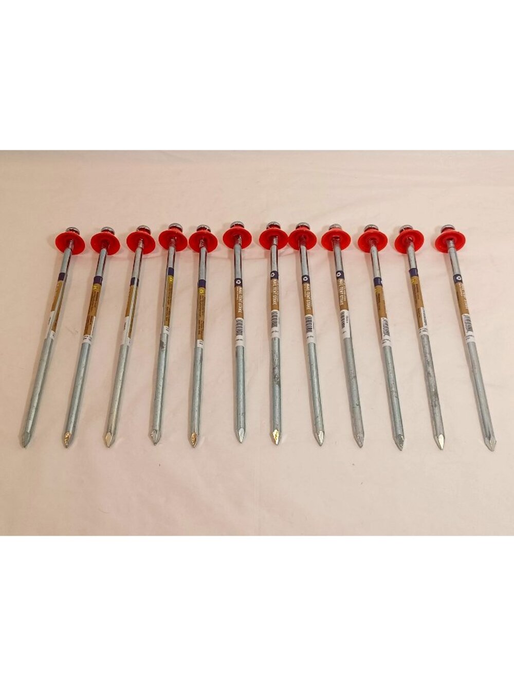 Set Of 12 Stansport 10" Steel Nail Tent Stakes W/ Stopper for Camping & Outdoor